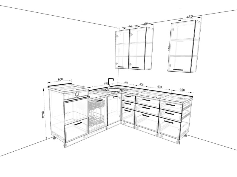Кухня Базис - длина 1,95 м, ширина 2,3 м