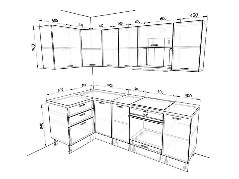 Кухня Европа — длина 2,4 м ширина 1,2 м