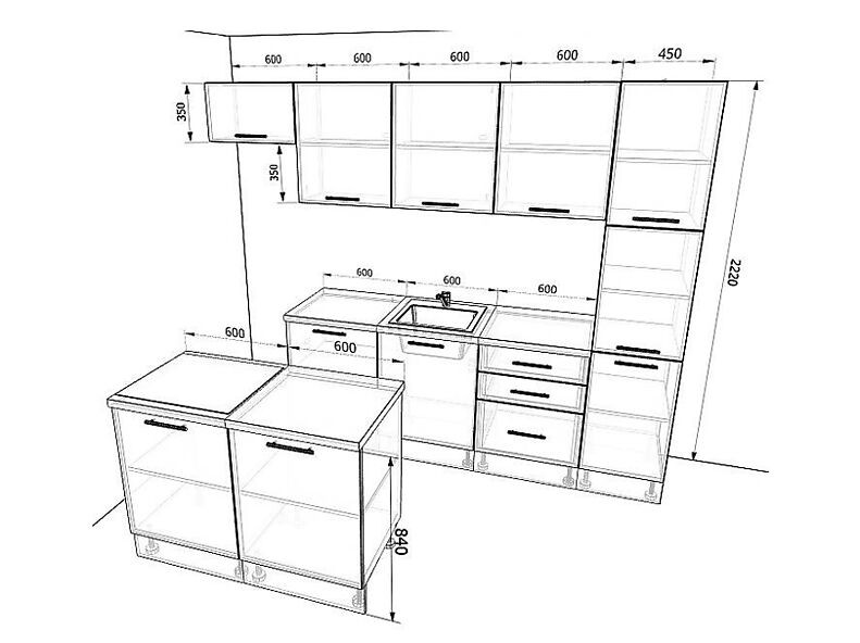 Кухня Оптима — длина 2,9 м ширина 1,8 м Кухня Оптима — длина 2,9 м ширина 1,8 м