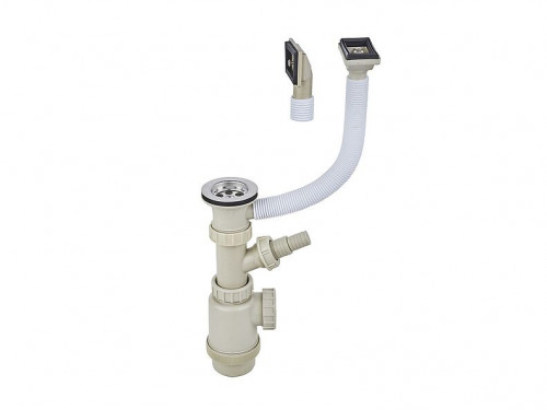 Выпуск малый с переливом в комплекте с сифоном S304 Выпуск малый с переливом в комплекте с сифоном S304