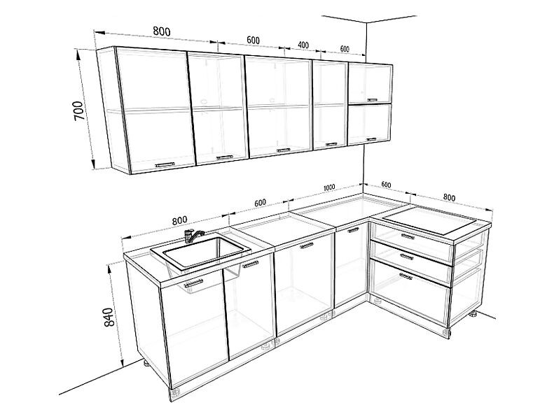 Кухня Люкс — длина 2,4 м ширина 1,4 м
