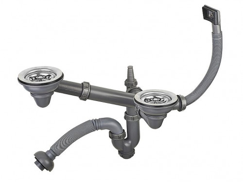 Выпуск большой двойной с переливом в комплекте с сифоном и гофрой S805 Выпуск большой двойной с переливом в комплекте с сифоном и гофрой S805