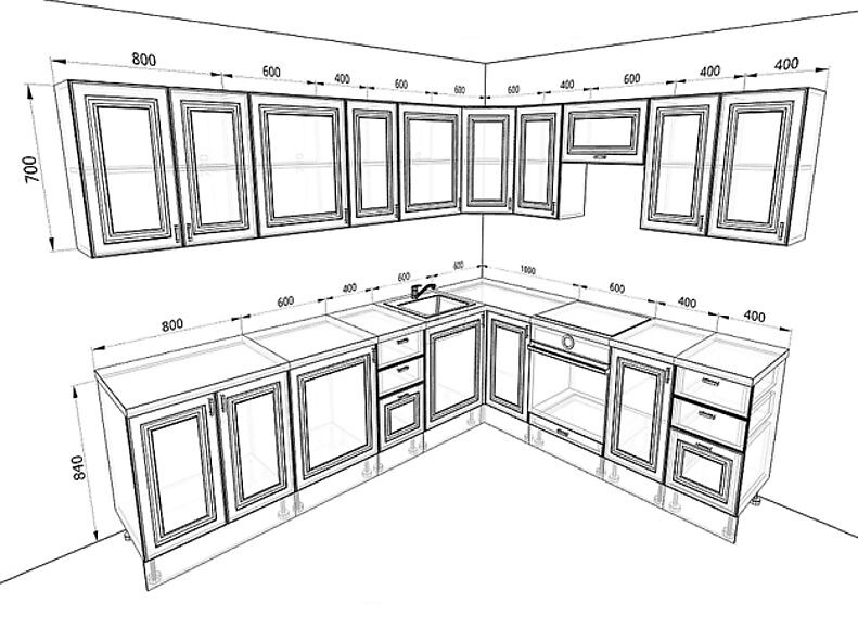 Кухня Ева — длина 3 м ширина 2,4 м