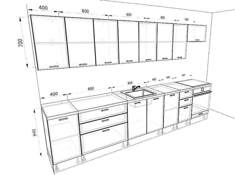 Кухня Люкс — длина 3,4 м