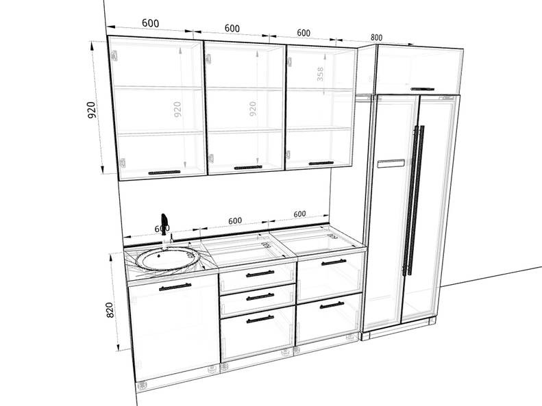 Кухня Сиэль — длина 2,6 м Кухня Сиэль — длина 2,6 м
