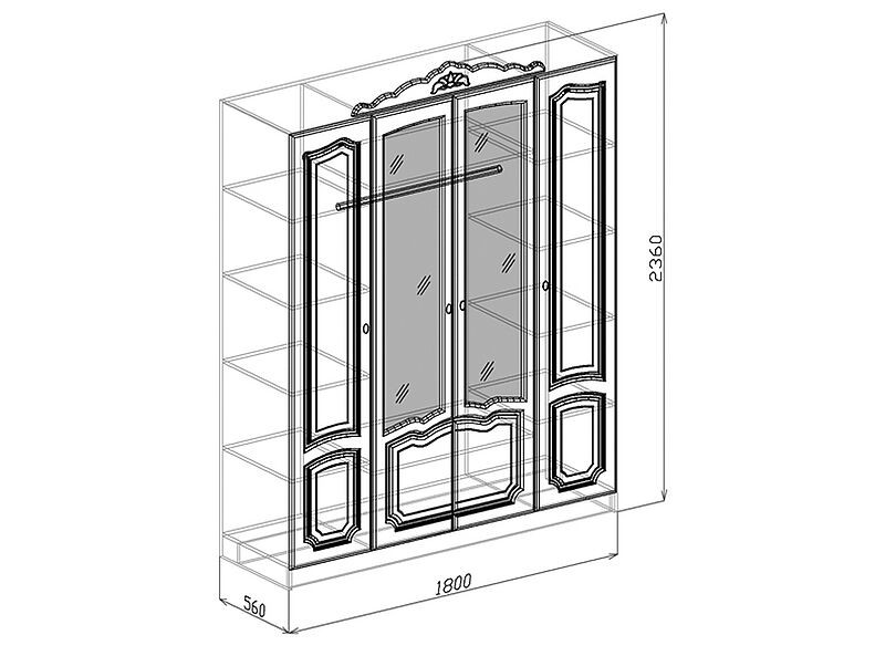 Шкаф 4-х створчатый Корона 180 см Шкаф 4-х створчатый Корона 180 см