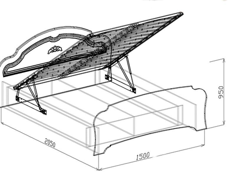 Кровать №1 с подъёмником (с ортопедическим основанием) Валенсия (Союз) 150 см