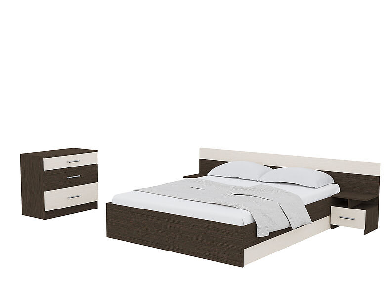 Комплект Леси, кровать, прикроватные тумбы и комод Леси 164 см Комплект Леси, кровать, прикроватные тумбы и комод Леси 164 см