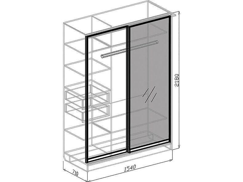 Шкаф 2-х купе с зеркалом Токио 154 см Шкаф 2-х купе с зеркалом Токио 154 см