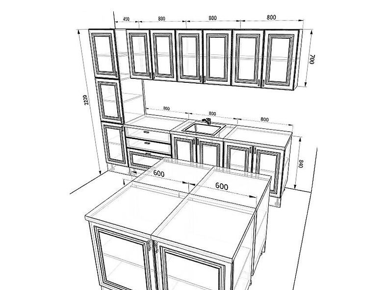 Кухня Ева — длина 2,9 м ширина 1,8 м