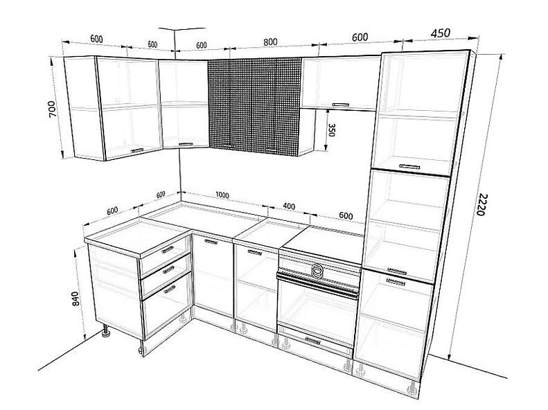 Кухня Люкс — длина 2,5 м ширина 1,2 м
