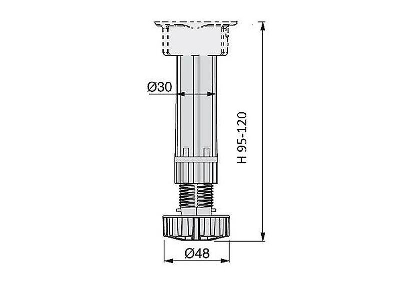 Ножка регулируемая пластик Н-100мм. Ножка регулируемая пластик Н-100мм.