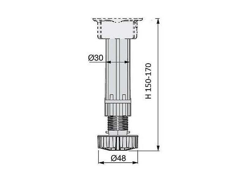 Ножка регулируемая пластик H-150mm Ножка регулируемая пластик H-150mm