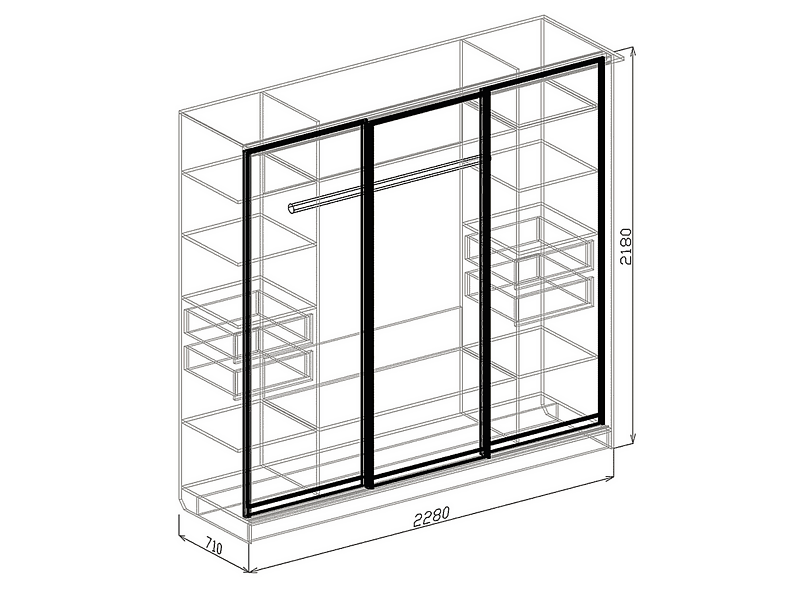 Шкаф 3-х купе с зеркалом Токио 228 см Шкаф 3-х купе с зеркалом Токио 228 см