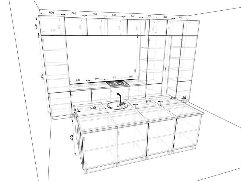 Кухня Эстетик — длина 4,8 м ширина 1,2 м Кухня Эстетик — длина 4,8 м ширина 1,2 м