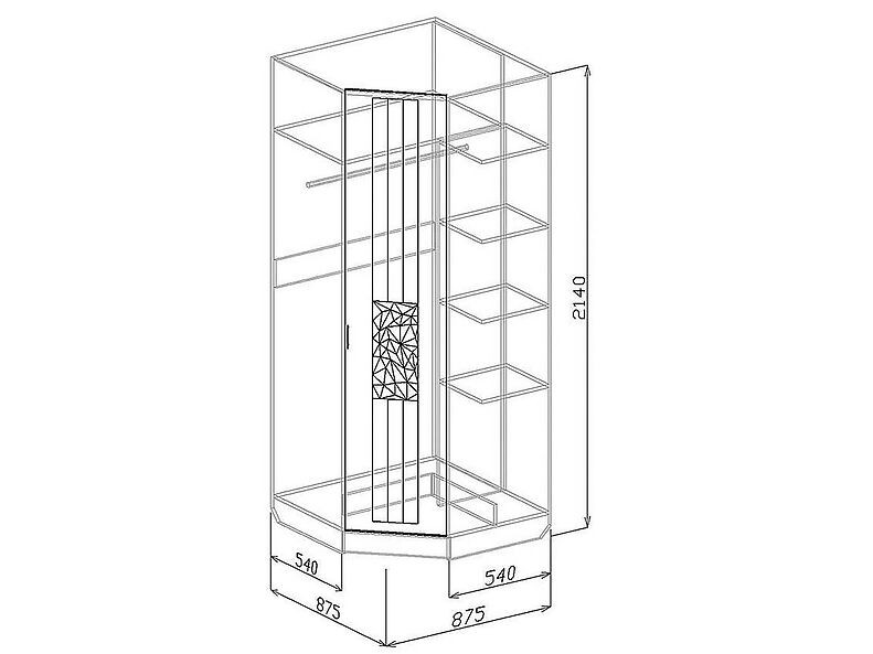 Шкаф угловой ** Роберта 88 см