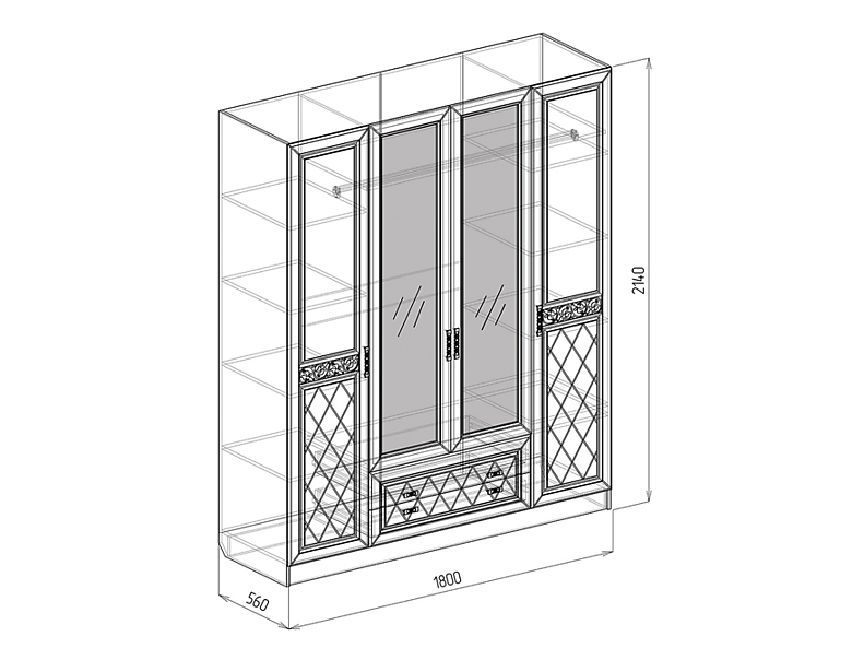 Шкаф 4-х створчатый Флоренция 180 см Шкаф 4-х створчатый Флоренция 180 см