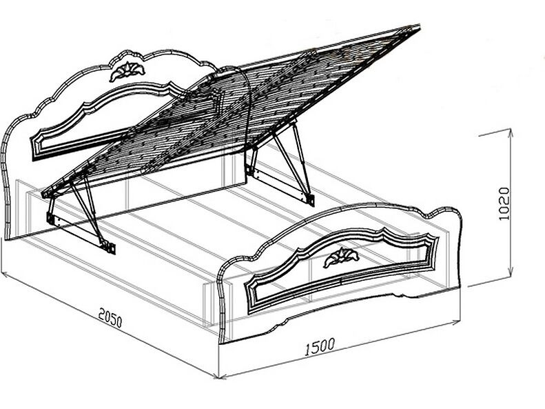 Кровать №1 с подъёмником (с ортопедическим основанием) Корона 150 см