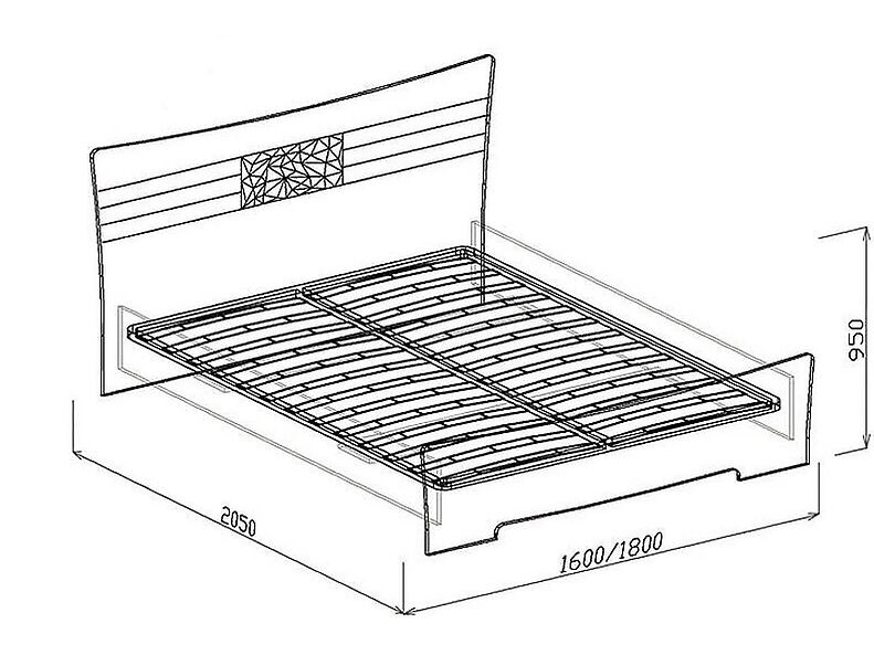 Кровать №1 (с основанием, без матр.) Роберта 160 см