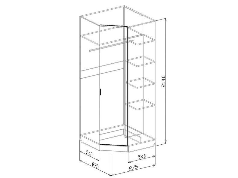 Шкаф угловой Токио 88 см