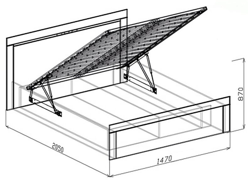 Кровать №1 (с ортопедическим основанием с подъемником) Токио 147 см