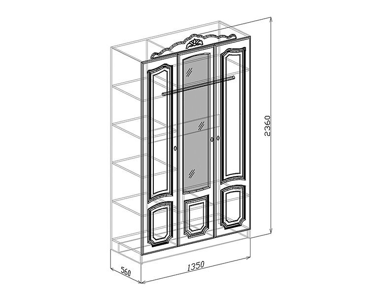 Шкаф 3-х створчатый Корона 135 см Шкаф 3-х створчатый Корона 135 см