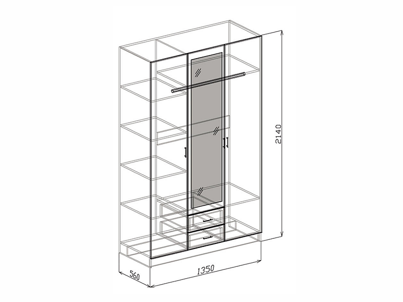 Шкаф 3х Роберта 135 см Шкаф 3х Роберта 135 см