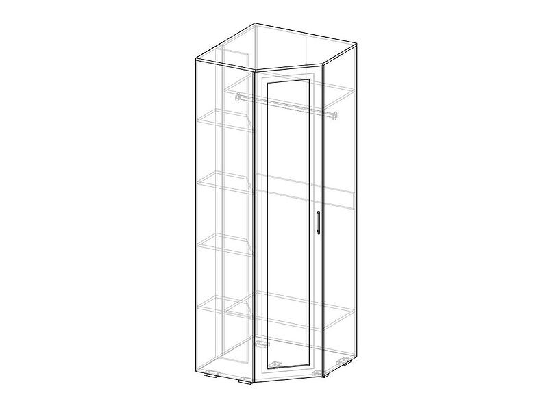 Шкаф угловой ЗЕРКАЛЬНЫЙ ПРАВЫЙ (440) Афина 76 см