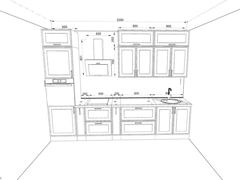 Кухня Престиж — длина 3,2 м
