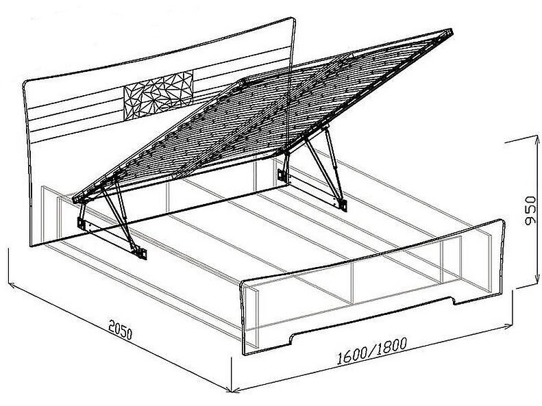 Кровать №1 (подъемная с основанием, без матр.) Роберта 160 см