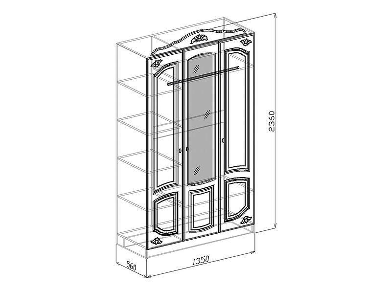 Шкаф 3-х створчатый Валенсия (Союз) 135 см Шкаф 3-х створчатый Валенсия (Союз) 135 см