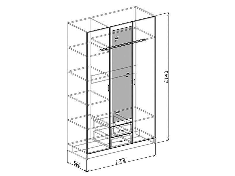 Шкаф 3-х створчатый Токио 135 см Шкаф 3-х створчатый Токио 135 см